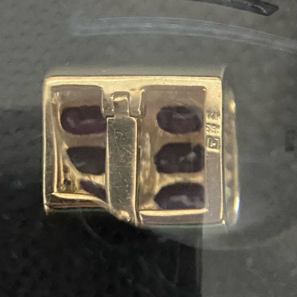 Vintage 14k yellow gold pendant with 6 ruby stones slider with bag - Picture 9 of 15